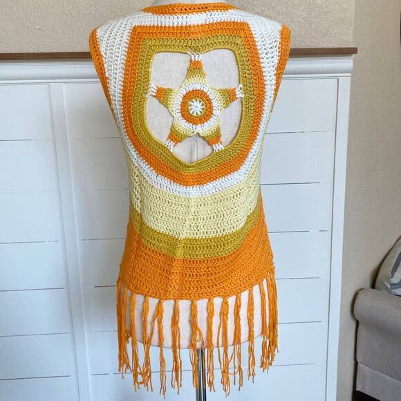 American Vintage Crochet Star Vest Orange Multi - M NWT - Picture 9 of 15